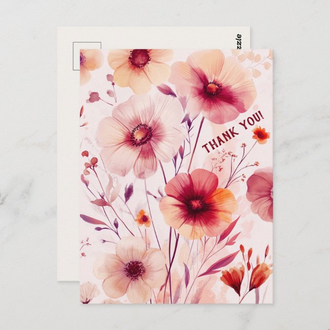 Schöne Wildblumen Blume DANKE Postkarte (Vorne/Hinten)