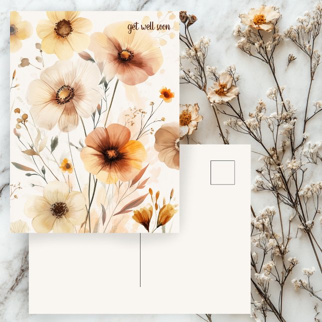 Schöne Wildblumen Blume WERDEN BALD GUT Postkarte (Beautiful Wildflowers Flowers GET WELL SOON Postcard
)