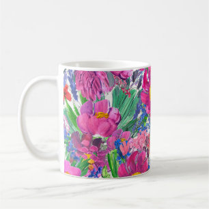 Schöne Wildblumen: Handgezeichnete Kunst. Kaffeetasse
