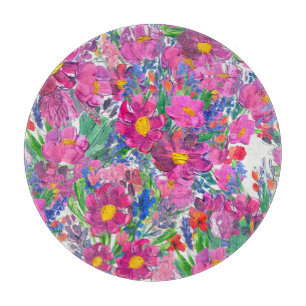 Schöne Wildblumen: Handgezeichnete Kunst. Schneidebrett