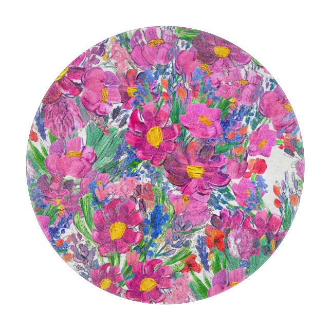 Schöne Wildblumen: Handgezeichnete Kunst. Schneidebrett (Vorderseite)