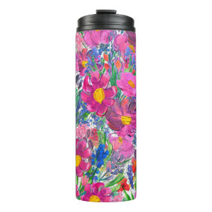 Schöne Wildblumen: Handgezeichnete Kunst. Thermosbecher