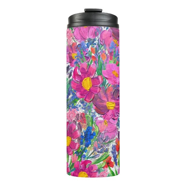 Schöne Wildblumen: Handgezeichnete Kunst. Thermosbecher (Vorderseite)
