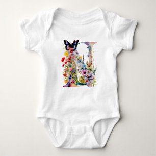 Schöne Wildblumen-Schmetterlings-Monogramm Baby Strampler