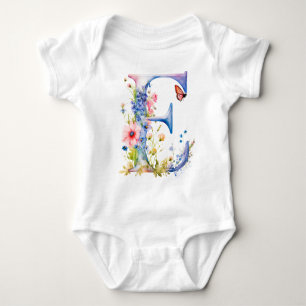 Schöne Wildblumen-Schmetterlings-Monogramm Baby Strampler