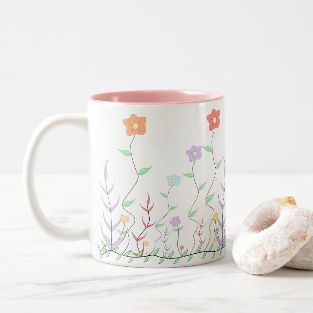 Schöne Wildblumen Tasse (Mit Donut)