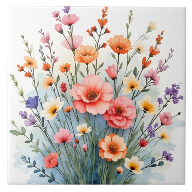 Schöne Wildblumen-Trendy-Luxus-Kollektion Fliese (Vorderseite)