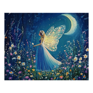 Schöne Wildblumen und Fee.  Poster
