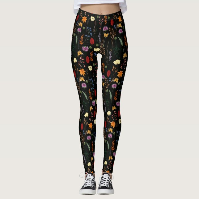 Schöne Wildblumen und Schmetterlinge Leggings (Vorderseite)