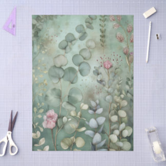 Schöne wilde Blumen Eukalyptusblätter Decoupage Seidenpapier
