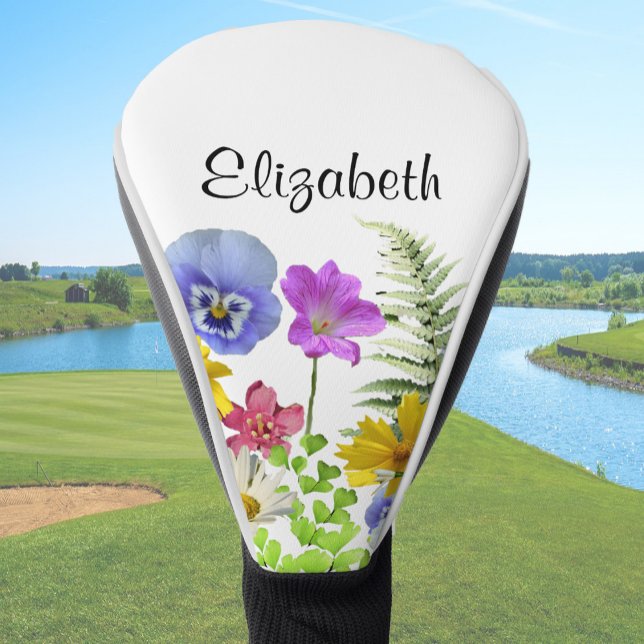 Schöne Wilde-Blumen-Torte Personalisierter Name Da Golf Headcover (Von Creator hochgeladen)