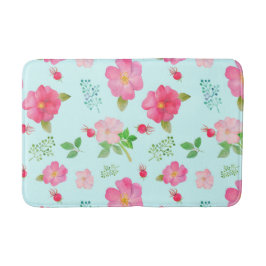 Schöne wilde Rose und Rose Wasserfarbenes Muster Badematte