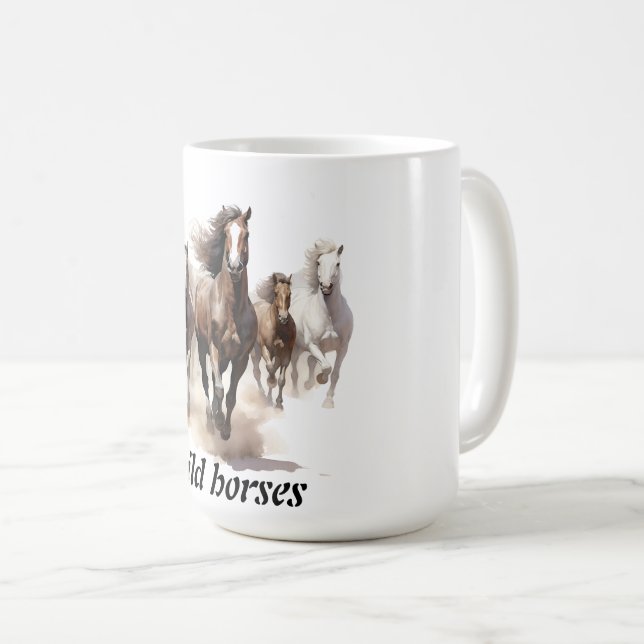 schöne Wildpferde Kaffeetasse (VorderseiteRechts)
