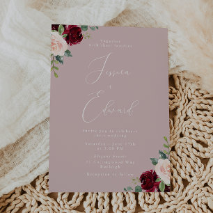 Schöne Wine & Blush Elegante Hochzeit Einladung