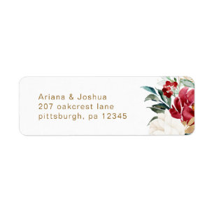 Schöne Winter Floral Wedding Rücksendeadresse
