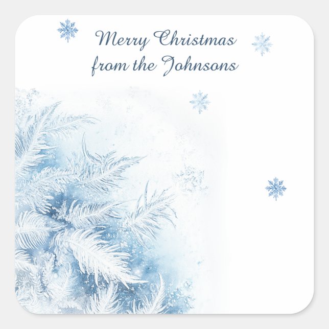 Schöne Winter Frost Weihnachten Quadratischer Aufkleber (Vorderseite)