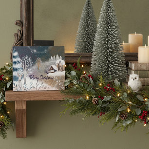 Schöne Winter-Haus-Illustration Weihnachten Feiert Fotoplatte