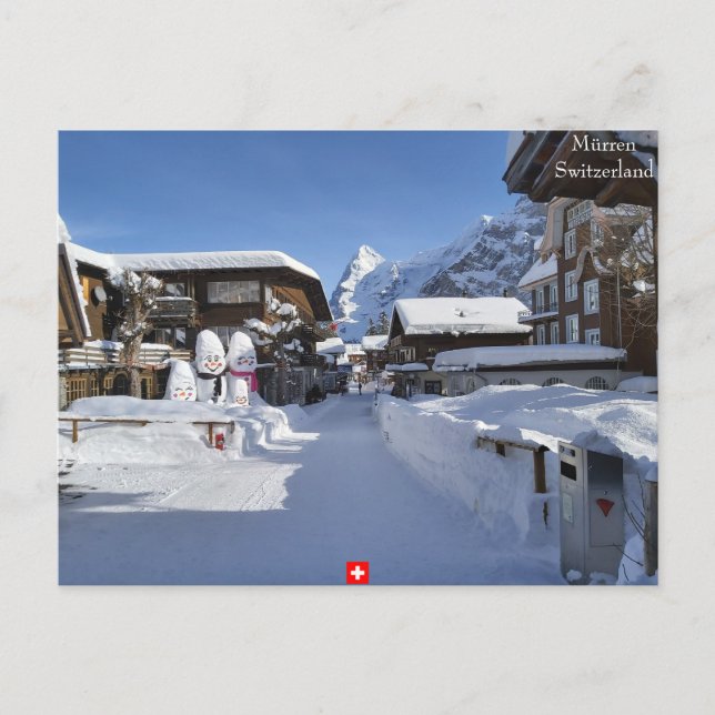 Schöne Winter Schweizer Alpen Szene Postkarte (Vorderseite)