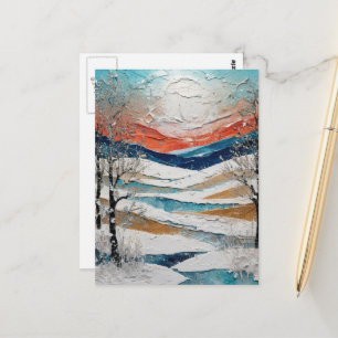 Schöne Winterbäume und Schnee-Malerei Postkarte