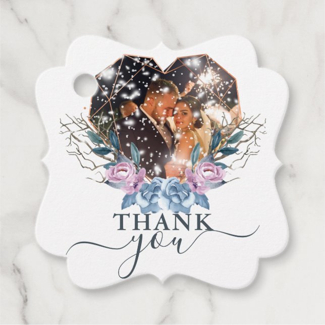 Schöne Winterhochzeit Vielen Dank Geschenkanhänger (Vorderseite)