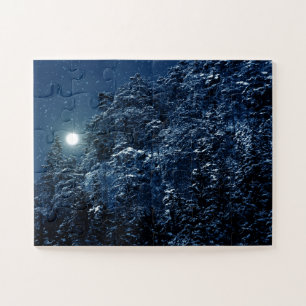 Schöne Winterlandschaft mit Schnee bedeckte Bäume Puzzle