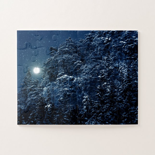 Schöne Winterlandschaft mit Schnee bedeckte Bäume Puzzle (Horizontal)