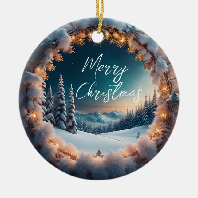 Schöne Winterlandschaft Weihnachten Keramik Ornament (Vorne)