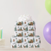 Schöne Wintertiere in einer rustikalen Hütte