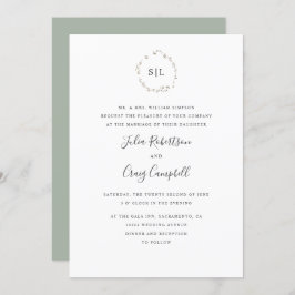 Schöne winzige Blätter formale Mono-Hochzeit Einladung