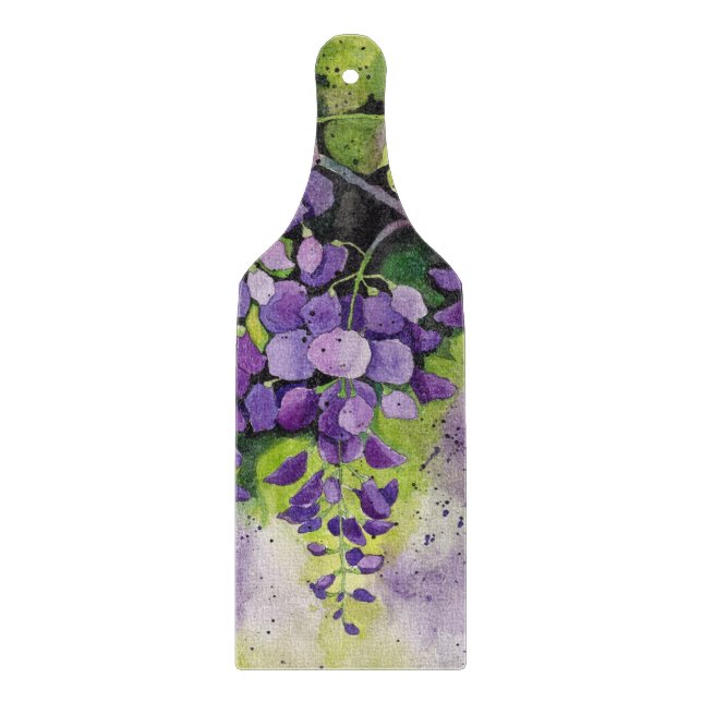 Schöne Wisteria Blume im Wasserfarbenbereich Schneidebrett (Vorderseite)