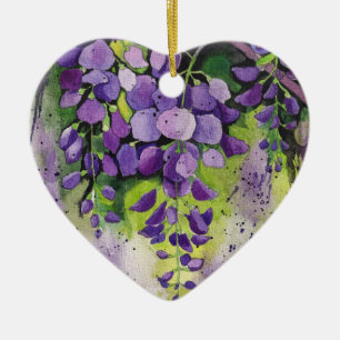 Schöne Wisteria Blume in Aquarell Keramik t Ornament
