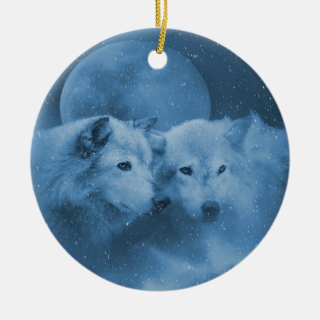 Schöne Wölfe im Schnee Holiday Ornament (Vorne)