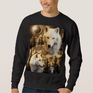 Schöne Wölfe Winter Nature Moon Sweatshirt