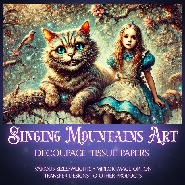 Schöne Wunderland Katze und Alice Dekoupage Seidenpapier (Von Creator hochgeladen)