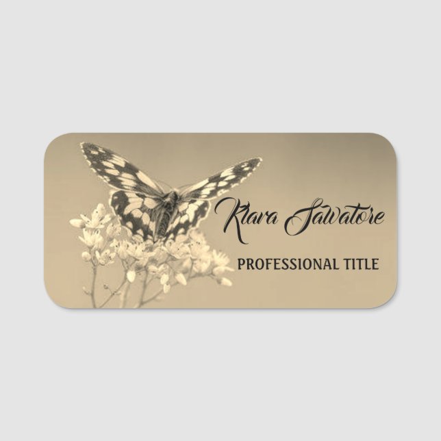 Schöne, wunderschöne Phantastische Blume Schmetter Namensschild (Vorderseite)