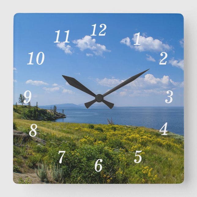 Schöne Yellowstone Wall Clock Quadratische Wanduhr (Vorderseite)