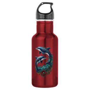 Schöne Yin Yang Delfine Edelstahl Wasserflasche