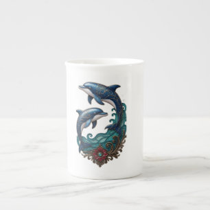 Schöne Yin Yang Delfine Keramik-Kaffeetasse Prozellantasse