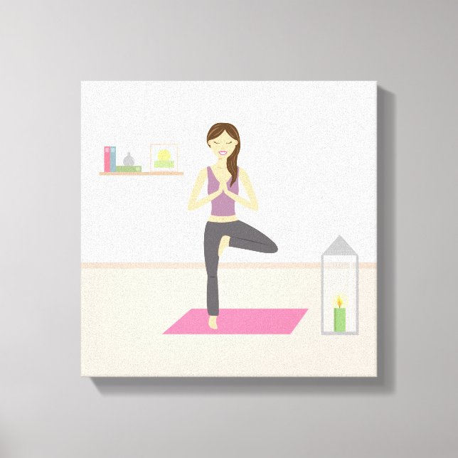Schöne Yoga-Frau in einem dekorierten Raum Leinwanddruck (Vorderseite)