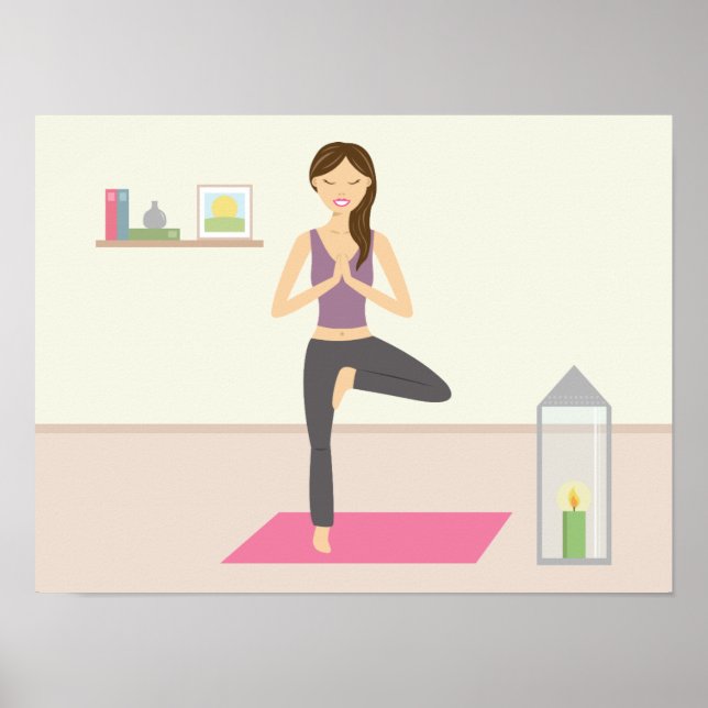 Schöne Yoga-Frau in einem dekorierten Raum Poster (Vorne)
