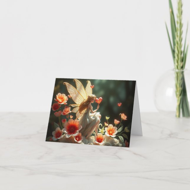 Schöne zarte romantische Fee Feiertagskarte (Vorderseite)