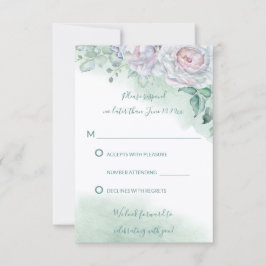 Schöne zarte Rose Watercolor Hochzeit RSVP Einladung