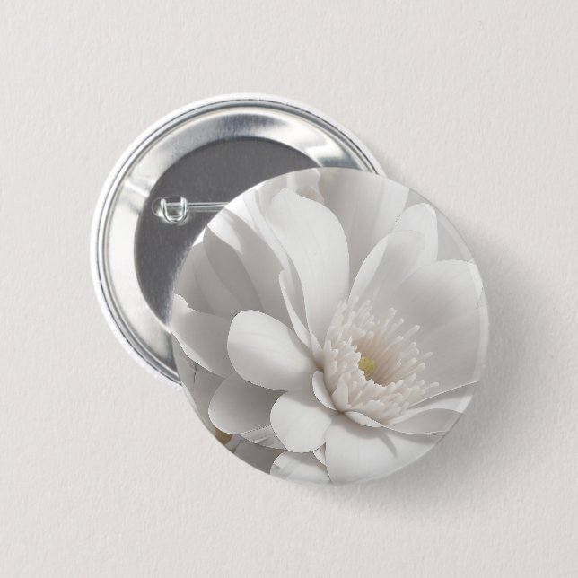 Schöne zarte weiße Blume Button (Vorne & Hinten)