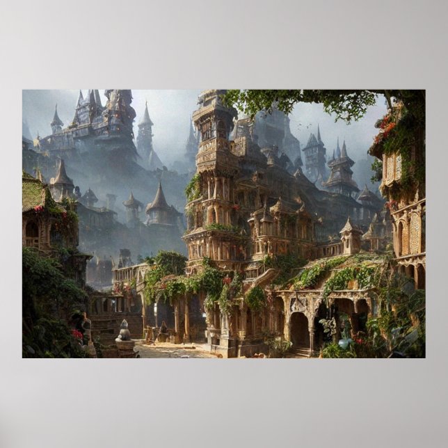 Schöne zauberhafte Stadt Poster (Vorne)
