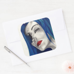 Schöne zerbrochene Fantasie Goth Horror Surreal Ar Quadratischer Aufkleber