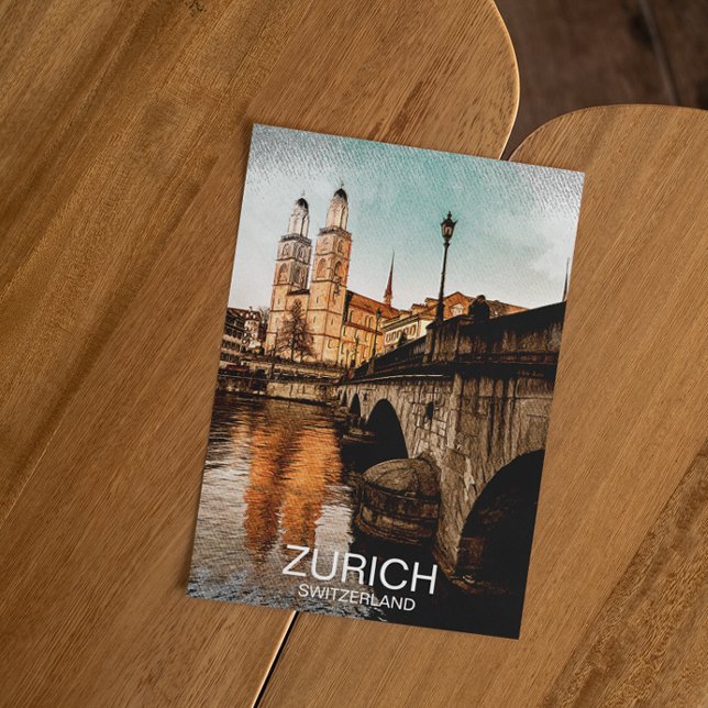 Schöne Zürcher Schweiz Stadtansicht Postkarte (stylish zurich switzerland postcard)