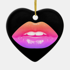 Schöne zweifarbige Lippen auf einem Valentinstag-B Keramik Ornament