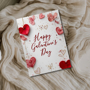 Schönen Galentine’s Day Elegantes Herz Blumenkarte Feiertagskarte