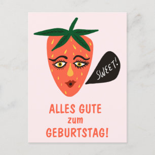 schönen Geburtstag Alles Gute lustig süße Erdbeere Postkarte