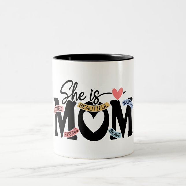 Schönen glücklichen Muttertag Mutter Zweifarbige Tasse (Mittel)